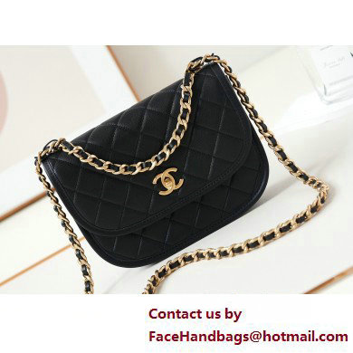 Chanel Calfskin & Gold-Tone Metal Messenger Bag AS4845 Black 2025